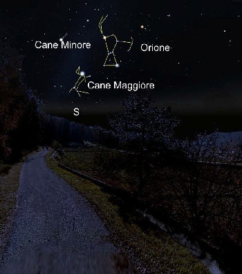 Ronzo Chienis | 4. Verso sud - triangolo invernale con relative costellazioni